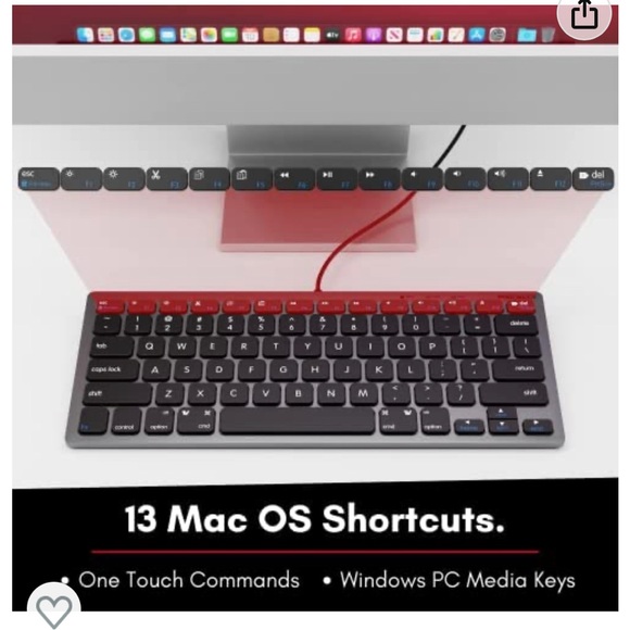 COMPACT USB WIRED KEYBOARD For Mac and PC - Picture 6 of 9